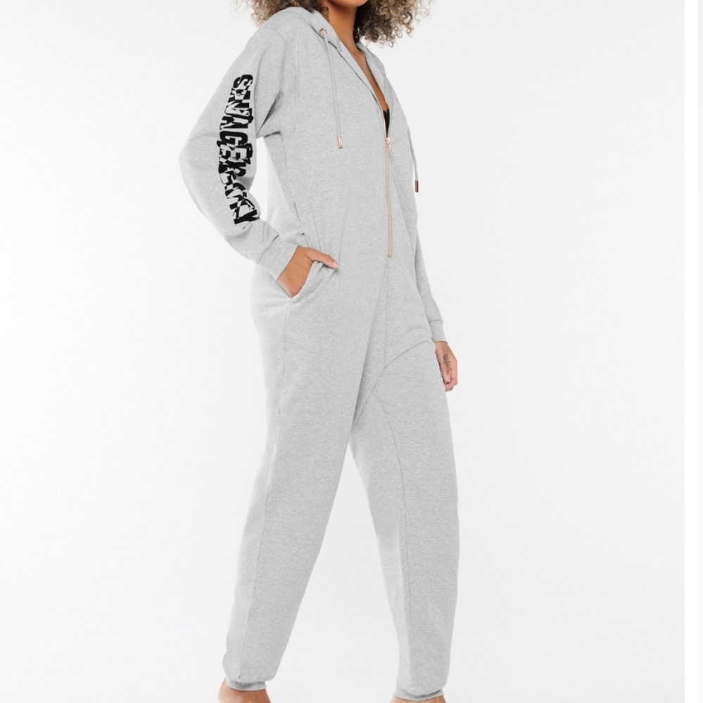 Forever Savage Showgirl Hooded Onesie in Grey SAVAGE X FENTY Sz 1X